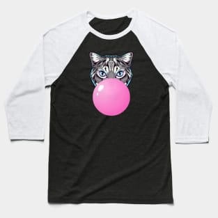 Pink Bubblegum Cat Baseball T-Shirt